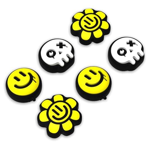 Image of playvital 6 Pcs Thumb Grips for Nintendo Switch 2, Cute Silicone Thumbstick Caps for Switch 2, Analog Cover for Joycon 2 Joystick Caps - Happy & Gloomy Style