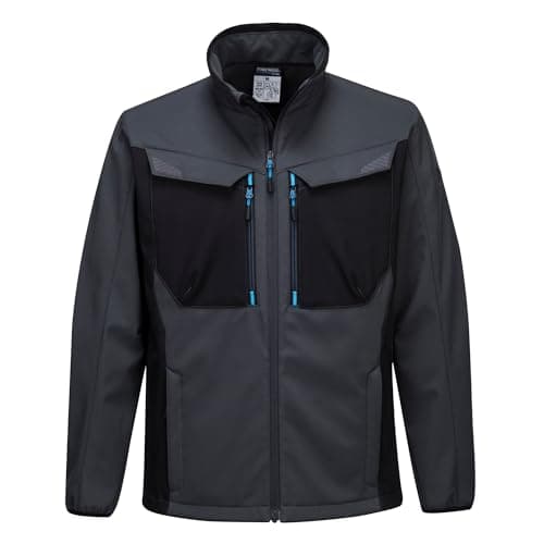 Image of Portwest T750 Men's WX3 Softshell Jacket - Water Resistant and Windproof Lightweight Breathable Workwear Jacket with Reflective Trim Metal Grey, Large