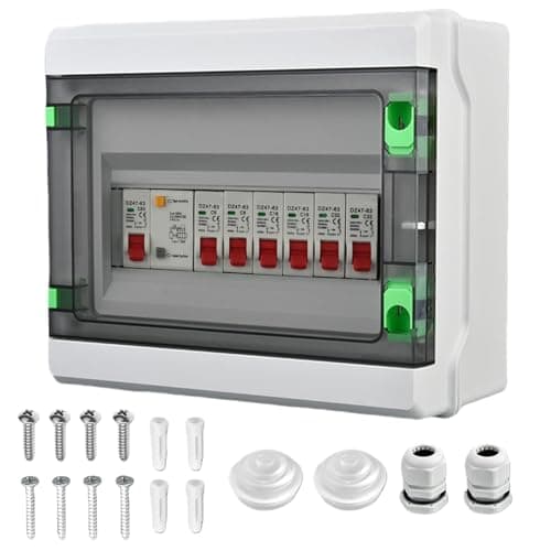 Image of SPORWAY 2 Way Consumer Unit Circuit Breaker: Garage Consumer Unit Circuit Breaker Panel, IP65 Anti-Leakage Fuse Box for Garages Caravans Workshops 40A 30mA RCD 6A+16A (6 WAY)