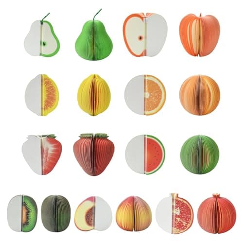 Image of Airssory 9 Pcs 9 Styles 3 Inches Fruit Sticky Note Paper Strawberry Apple Lemon Notes Post Note Memo Pad List for Office Home Reminders Studying Supplies - 8.5-9.5cm