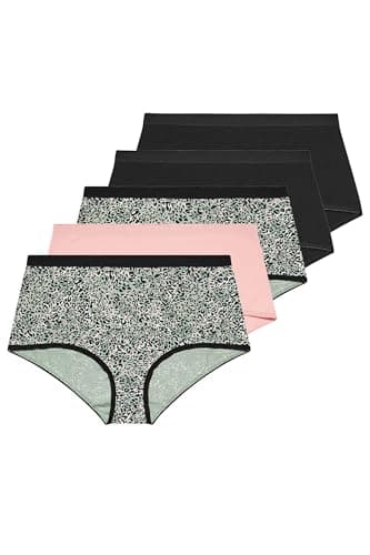 Image of Yourset 5 Pack Curve Black & Green Animal Print Full Briefs - Women's - Plus Size Curve