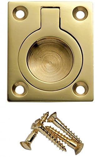 Image of Flush Ring Pull Handle 38mm x 50mm - Polished Brass