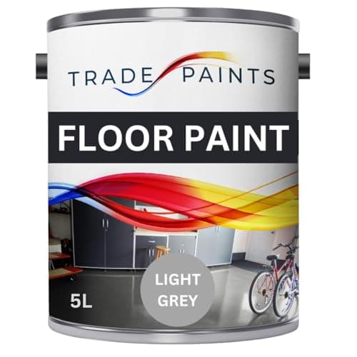 Image of Heavy Duty Quick Dry Floor Paint - Garage, Workshop, Warehouse, Industrial Floor Paint - Ideal For Concrete, Stone, Brick, Wood & Metal (Light Grey BS00A05, 5 l Pack of 1)