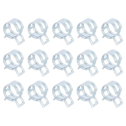 Image of Sourcingmap 15Pcs Spring Band Type Action Fuel/Silicone Vacuum Hose Pipe Clamp, 10mm Low-Pressure Air Spring Hose Clip Clamp for Automotive Oil Pipe Water Pipe, Blue White Zinc