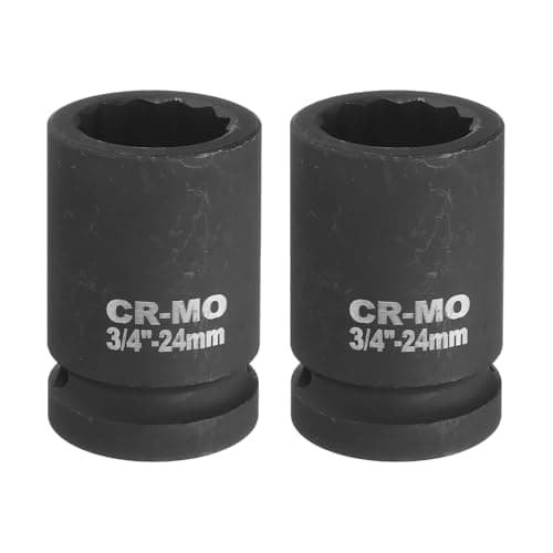 Image of sourcing map 2Pcs 3/4-Inch Drive 12 Point Impact Socket 24mm Metric Spindle Axle Nut Socket Driver Wrench for Auto Repair Easy Removal
