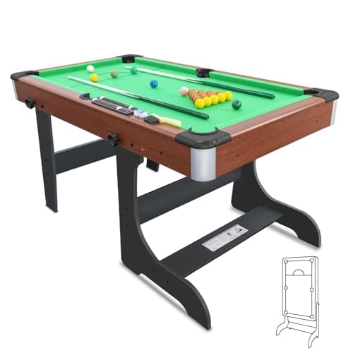 Image of HLC 5FT Pool Table Folding Snooker Table Set - Sturdy Build, Comes with All Billiards Accessories, For Indoor and Outdoor Settings, Perfect for Both Kids and Adults