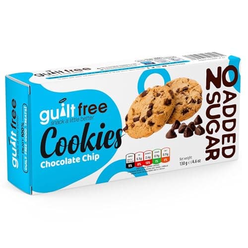 Image of GuiltFree Sugar Free Chocolate Chip Cookies 130g - Pack of 1 | Diabetic Friendly & No Added Sugar Snack | Gift & Everyday Treat