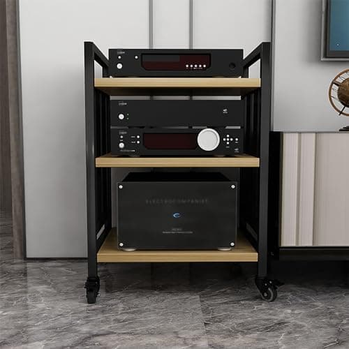 Image of 4-Tier Modern Media Stand - Adjustable Height AV Cabinet for Xbox, PS5, Switch & Game Consoles - Stylish Audio Rack Tower for Home Entertainment Systems
