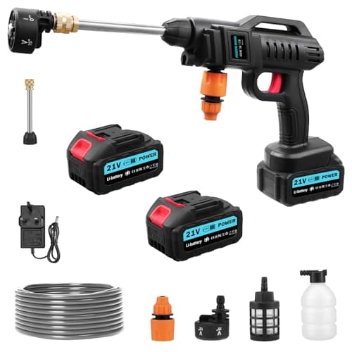Image of Cordless Pressure Washer, 62 Bar/899 PSI Portable Jet Washer cordless, 6-in-1 Adjustable Nozzle with 5M Hose, 2 Battery, Battery Power Pressure Washer Handheld for Car/Floor/Patio Outdoor Cleaning