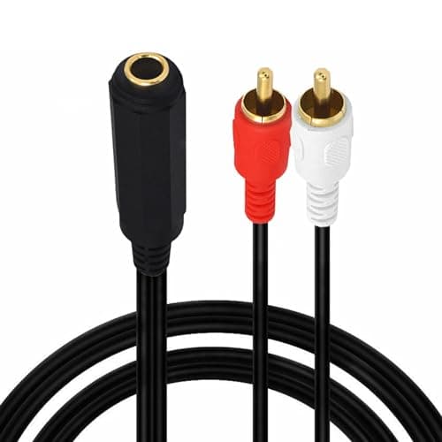 Image of HUHANGGod 6.35mm to RCA Splitter Cable, Gold Plated 6.35 TRS Female to Dual RCA Male Stereo Audio Adapter Lead (1.5 meter)