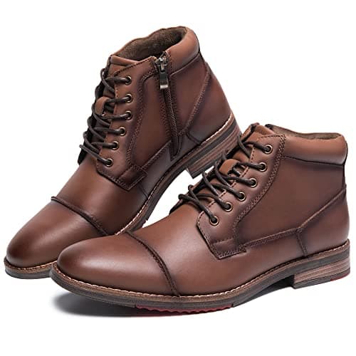 Image of Arkbird Men's Genuine Leather Sneaker Boots Fashion Casual Mid-Top Walking Shoes for Men, Khaki-coffee(889), 11.5