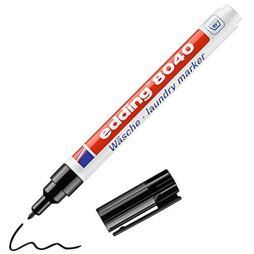 Image of edding 8040 laundry marker - black - 1 pen - round nib 1 mm - textile marker for labelling clothes, wash-resistant at 95°C - laundry pen