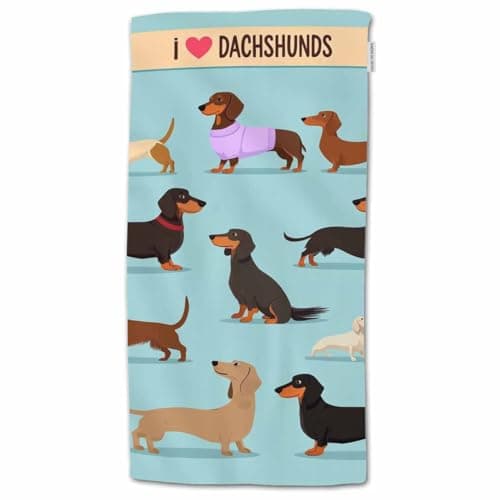Image of HGOD DESIGNS Dachshund Pattern Cotton Soft Bath Towels 15"X30" (6 for Hotel or Kitchen Use)