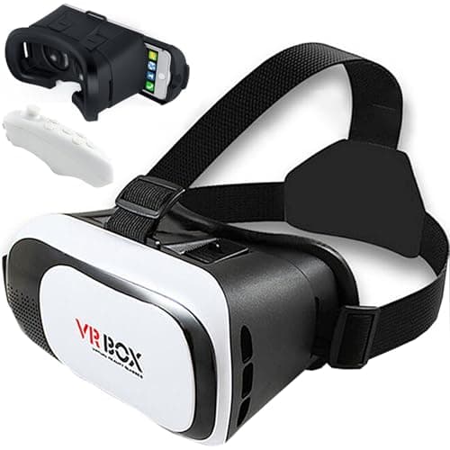 Image of Retoo Virtual Reality Glasses for 3.5,6.3 Inch Smartphone with Remote Control and 360° Viewer, VR Headset Glasses Compatible with Android, iOS, iPhone, Samsung, Moto, LG, VR Accessories, White