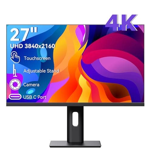 Image of Pisichen Touchscreen Monitor 4K Gaming 27 Inch UHD 3840x2160 IPS Computer Monitor with Webcam, 60Hz, Ultra-Thin Bezel, HDMI, DisplayPort, 400 cd/㎡, VESA, Tilt Adjustable