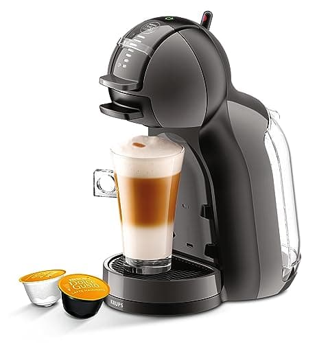 Image of NESCAFÉ DOLCE GUSTO Mini Me Von Krups KP1238 Small Automatic Capsule Coffee Machine, Hot and Cold Drinks, 15 Bar Pressure, 0.8 Litre Water Tank, Eco Mode, Black/Anthracite, KP1238