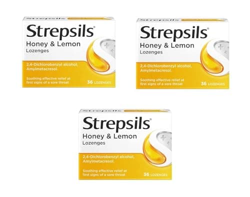 Image of Strepsils Honey & Lemon Lozenges - Pack of 3 X 36 Count