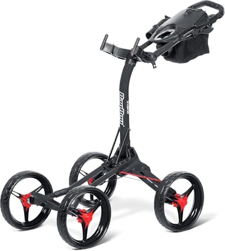 Image of Bag Boy Disc Golf Quad Cart, Quad XL - Matte Black/Red