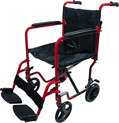 Image of Aidapt Folding Lightweight Attendant Propelled Aluminium Wheelchair with Brakes, Lap Strap, Removable Foot Rests. Ideal for Every Day Use Indoors, Outside & Travel Only 9.8Kg