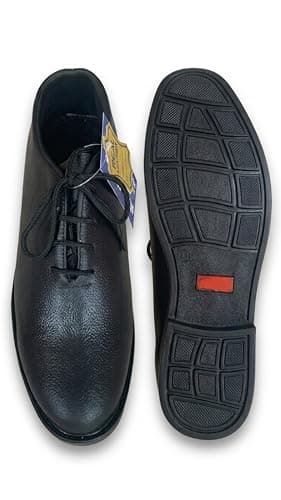 Image of Men’s Black Leather Walking Shoes – Lightweight Comfort Sneakers with Cushioned Sole, Lace-Up Casual Work Shoes for All-Day Support