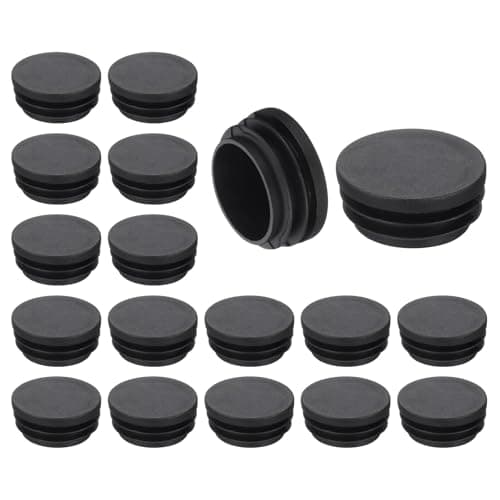 Image of TA-VIGOR 18 Pcs Round Plastic End Caps 38mm(1.5 Inch), Black PE Pipe Plug Inserts for Chair Table Furniture Legs, Glide Floor Protector Tube Caps for Bench Stool Frame, Tubing Pipe End Covers