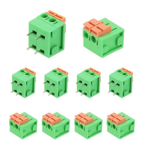 Image of sourcing map 10pcs 5.08mm 0.2" Pitch Spring PCB Terminal Block Connector 4 Pin 90 Degree Pin Quick PCB Wiring Terminals Mechanical Equipment, Green