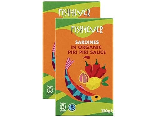 Image of Fish 4 Ever | Sardines in Organic Piri Piri Sauce – Sustainably Fished in Portugal, Canned in Spicy Organic Sauce, High in Omega-3, Clean Ingredients, Ready-to-Eat Tin Fish|120g (Pack of 2)
