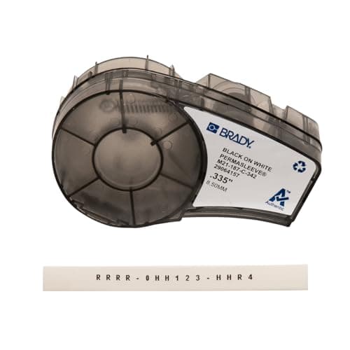 Image of Brady PermaSleeve Heat-Shrink Polyolefin Label Tape for Label Printers M210 & M211 - Electrical Labelling, Wire and Cable Labelling - Black on White (8.5 mm x 2.1 m) - M21-187-C-342