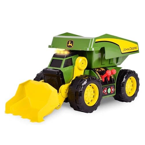 Image of John Deere JD MAXX POWER 2‑in‑1 Lights & Sounds Dig Rig, Remote‑Control Front‑Loader & Dump Truck, LED Lights, Construction Sounds, Motorised Action, Big Tyres, Ages 3+