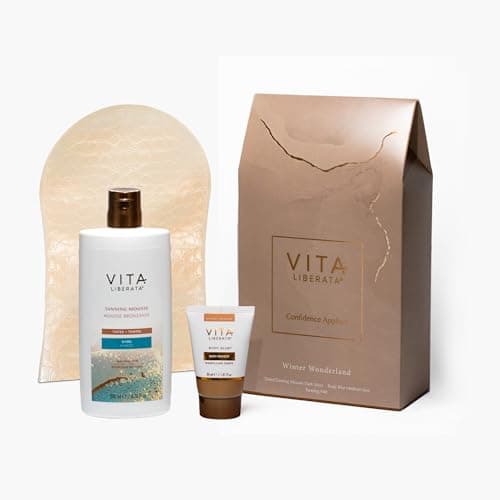 Image of Vita Liberata Tanning Gift Set, Winter Wonderland, Tinted Tanning Mousse Dark, Body Blur Medium, Tanning Mitt, Self Tan Kit, Perfect Set for Christmas