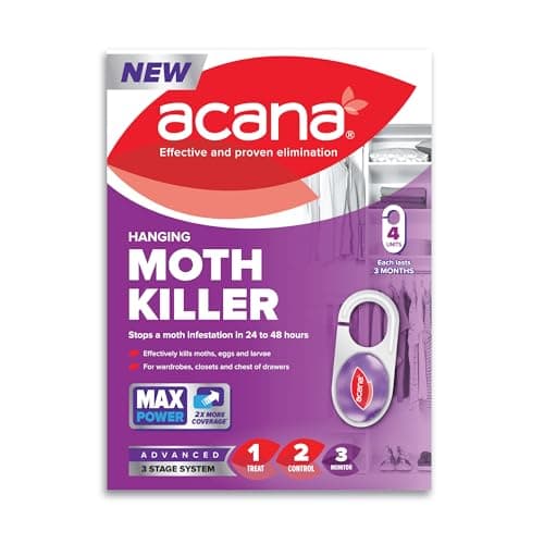 Image of Acana Hanging Moth Killer 4 Pack for Wardrobes - Max Performance - Kills in 24 to 48 Hours - Protects Clothing & Bedding