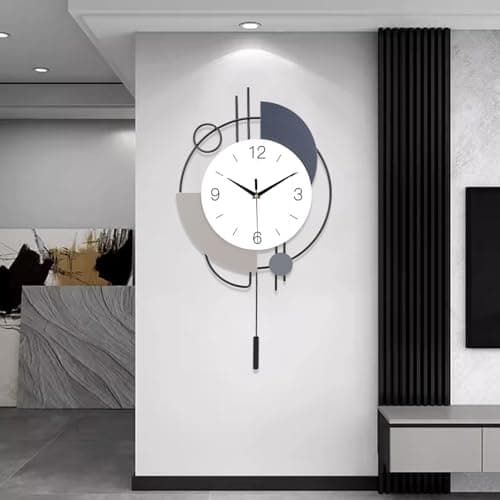 Image of SIN&MI Wall Clock,Decorative Clocks with Pendulum,Silent Quality Quartz Wall Decor Battery Operated,Large Wall Clock for Living Room,Kitchen,Home,Bathroom,Bedroom,16 * 26.5Inch Black