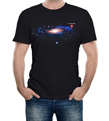 Image of Reality Glitch Men's You are Here Funny, Science Space T-Shirt [XL,Black]