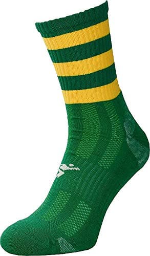 Image of Precision Pro Hooped Gaa Mid Socks Green/gold 7-11