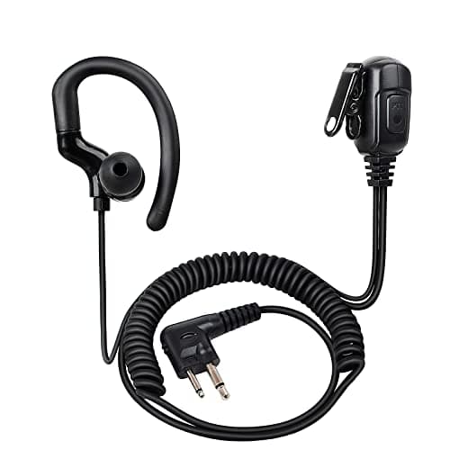 Image of HYS Compatible with Motorola Earpiece, G-Shape, PTT with Mic, 2 Pin Radio Ear Piece, DP1400 CP040 GP300 Hytera Walkie Talkie Headset for Security Guard Bodyguard (1)