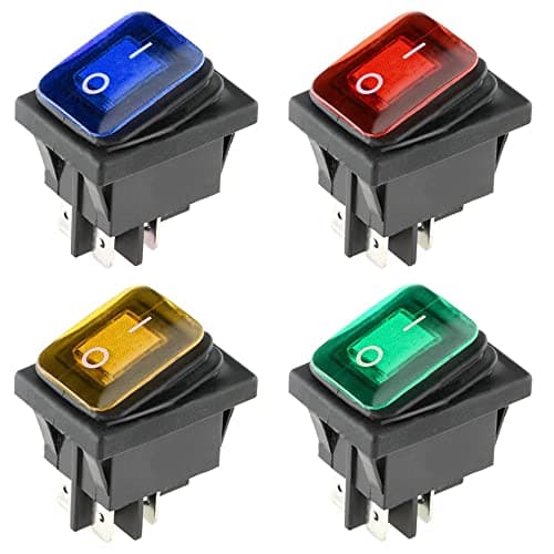 Image of ETOPARS 4Pcs Car Round Rocker Switch 12V 20A Blue Red Green Yellow LED Light Indicator Car Toggle Switch Waterproof Fog Light 4Pin ON OFF DPST 24V Auto Boat Electrical Control