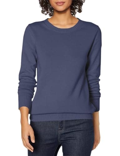Image of Amazon Essentials Women's 100% Cotton Crewneck Sweater (Available in Plus Size), Navy, L