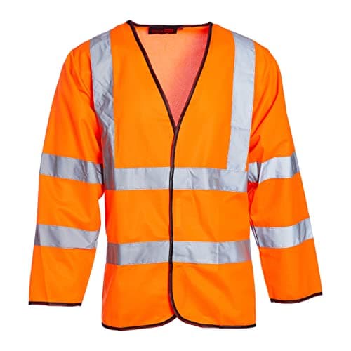 Image of Blackrock Hi Vis Long Sleeve Vests Orange, Reflective High Vis Jackets, Hi Viz, Work Utility & Safety Clothing, Neon Clothes, Running, Jacket, Hivisible, Security, PPE, Fluorescent - Size Large