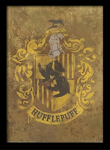 Image of Harry Potter Pyramid International (Hufflepuff Crest) A3 30cm x 40cm Framed, Collectors Print, Ideal Choice for Fans and Collectors, One Size