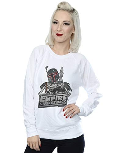 Image of Absolute Cult Star Wars Women's Boba Fett Skeleton Sweatshirt White Large