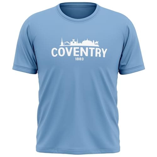 Image of Coventry Skyline Kids T Shirt Football Sky Blues City Supporters Boy Girl Tee, 9-11 Years, Sky Blue