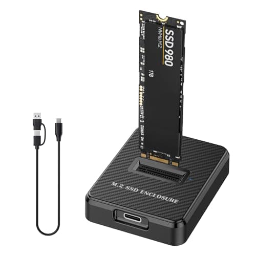 Image of SHUBEIEUMI M.2 NVMe Enclosure, 10 Gbps M.2 NVMe SSD Hard Drive Base, USB 3.1 M2 SATA Case, Docking Station for M Key M+B Key in 2230/2242/2260/2280, Compatible with Windows, Linux and Mac, Black