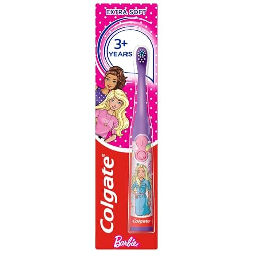 Image of Colgate Kids Battery Barbie Extra Soft Bristles Toothbrush, 3+ Years, with Sonic Vibrating Bristles to remove more plaque and Slim easy to hold handles