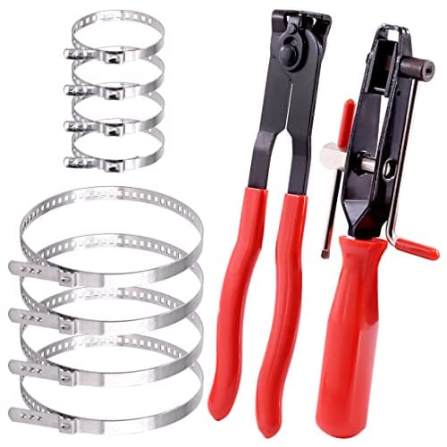 Image of Keadic 10 Pcs Heavy Duty Multi-Purpose Hose Clip Pliers, CV Boot Clamps Kit with Ear Clamp and Hose Joint Boot Band Plier, Crimp Clamp Clic-R Collar Pliers Adjustable Drive Shaft CV for Most Cars