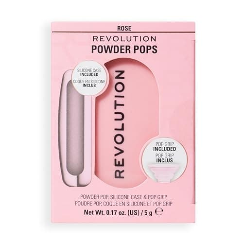 Image of Revolution Powder Pops, Powder Compact, Blurs Skin & Controls Shine, Acai Berry & Hyaluronic Acid, Includes Case & Pop Grip, Vegan & Cruelty-Free, Rose, 5g