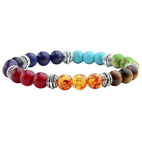 Image of Jovivi 7 Chakra Crystals Gemstones Healing Beads Bracelet Women Natural Stone Yoga Reiki Balancing Mala Meditation Beaded Lucky Charm Stretch Bracelet