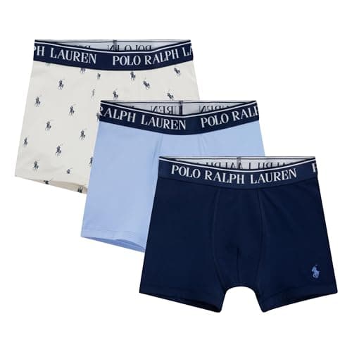 Image of POLO RALPH LAUREN Boys' 3-Pack Boxer Briefs, Blue/White Aop, S
