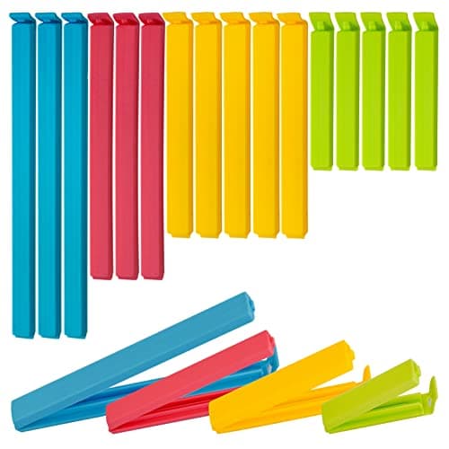 Image of 16 Pcs Food Clips For Food Storage Bags - 4 Assorted Sizes & Colors, Freezer And Microwave Compatible Food Bag Clips, Reusable Bag Clips For Food Storage Plastic Bag Sealers, Airtight (Pack Of 16)