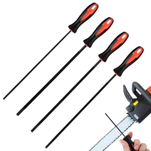 Image of Tenbrachian 4 Pcs Chainsaw Files, Chainsaw Sharpener File, Professional Round Chain Saw Sharpener Tool for Chainsaw Chain Sharpening File, Chain Saw File with Non-Slip Handle(3.2, 4.0, 4.8, 5.5 mm)
