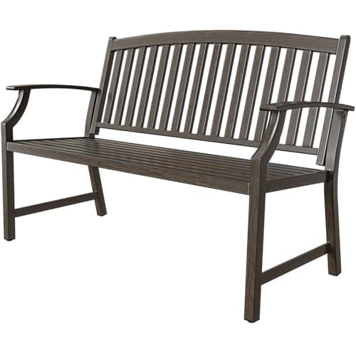Image of Grand patio Outdoor Bench, Garden Bench with Anti-Rust Aluminum Steel Metal Frame, Choice of Colours, Suitable for Indoor, Outdoor, Patio, Park (Dark Brown)